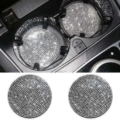 2PCS Multi-functional ArtifDiamond Car Coasters Water Cup Slots Non-slip Pads Silicone Pads Cup Holder Pads Car Gadgets Glitter Car Accessories Women - KinglyDay