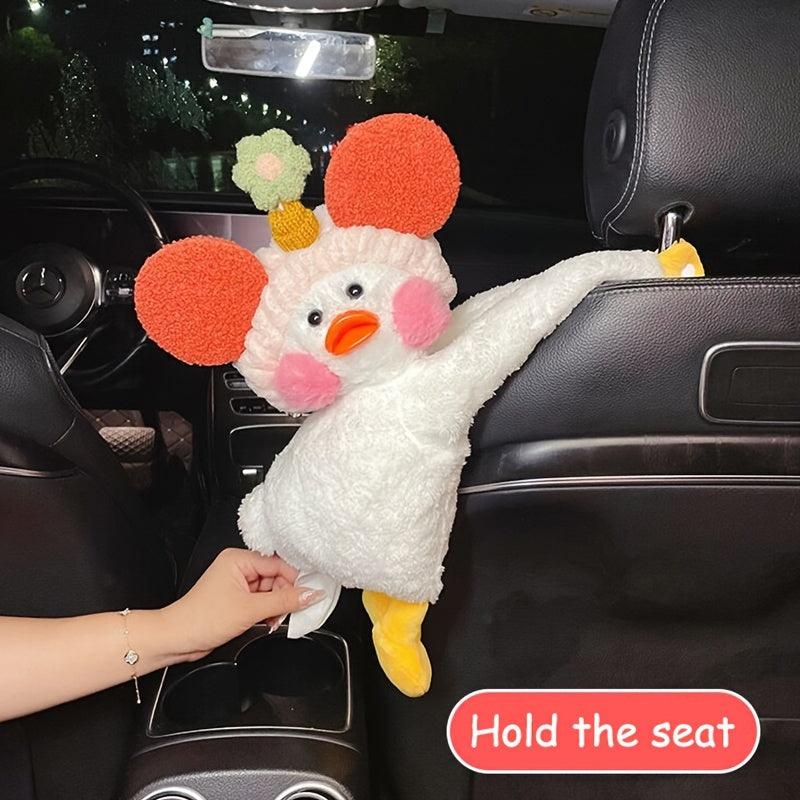 Car Tissue Box, Creative Cute Car Automotive Cartoon Headband Duck Tissue Bag Armrest Box Tissue Holder Organizer Car Accessories Women - KinglyDay