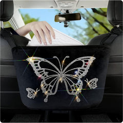 Bling Crystal Car Organizer, Car Handbag Holder Bling Rhinestone Seat Back Hanging Storage Bag Car Trash Pouch Car Accessories For Women Girls - KinglyDay