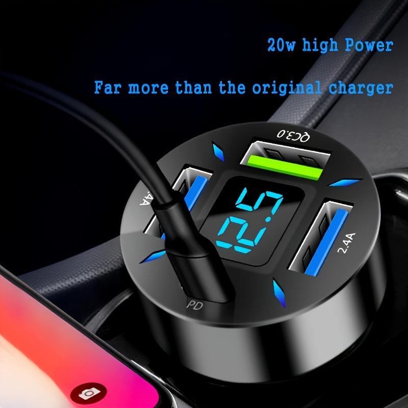 66W 4 Ports USB PD Quick Car Adapter Charger QC3.0 Type C,In-Car Adapter Fast Charging - KinglyDay