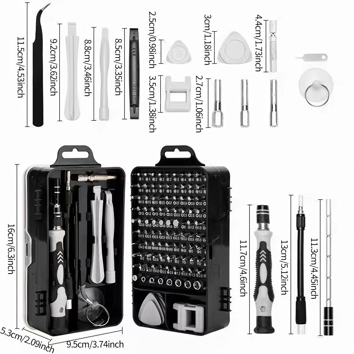 115-Piece Precision Screwdriver Tool Kit for Cars, Electronics, Watches, and Mobile Phones - Multi-Function Repair and Disassembly Set - KinglyDay