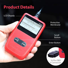 Kinglyday OBD2 Scanner Check Engine Fault Code Reader, Read Codes Clear Codes, View Freeze Frame Data, I/M Readiness Smog Check CAN Diagnostic Scan Tool, Universal - KinglyDay