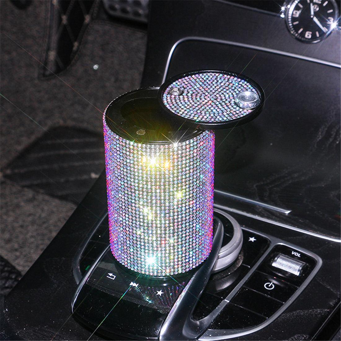 Crystal Rhinestone Car Ashtray, Artificial Diamond Metal Ashtray Auto Interior Decor Accessories Universal For Girl Women - KinglyDay