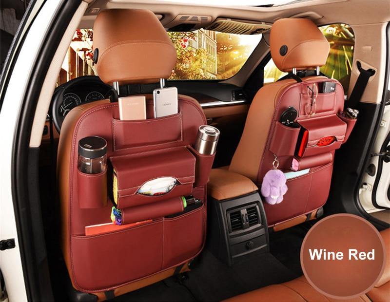 Leather Car-Styling Back Seat Storage Bag Organizer Multi-Pocket Storage - KinglyDay