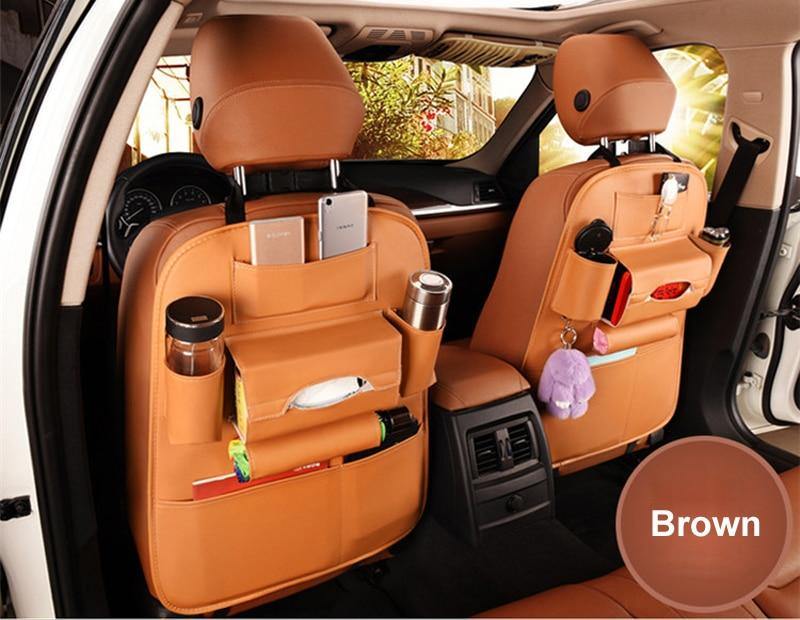 Leather Car-Styling Back Seat Storage Bag Organizer Multi-Pocket Storage - KinglyDay