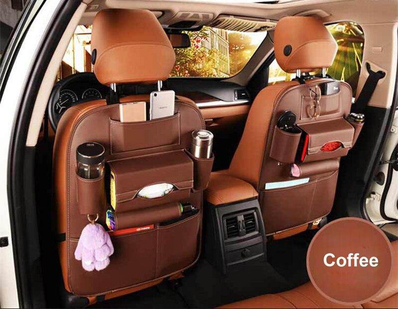 Leather Car-Styling Back Seat Storage Bag Organizer Multi-Pocket Storage - KinglyDay