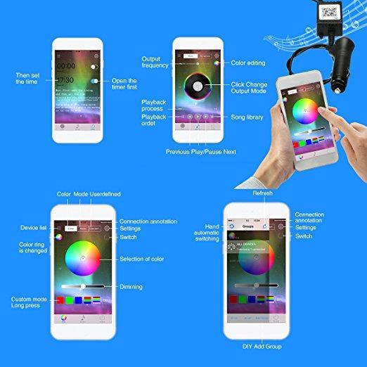 RGB LED Neon Interior Atmosphere Light Wireless Android IOS Control - KinglyDay