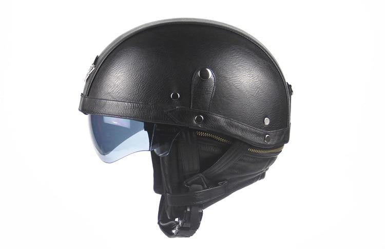 KLD23215738 Motorcycle Helmet PU Leather Retro - KinglyDay