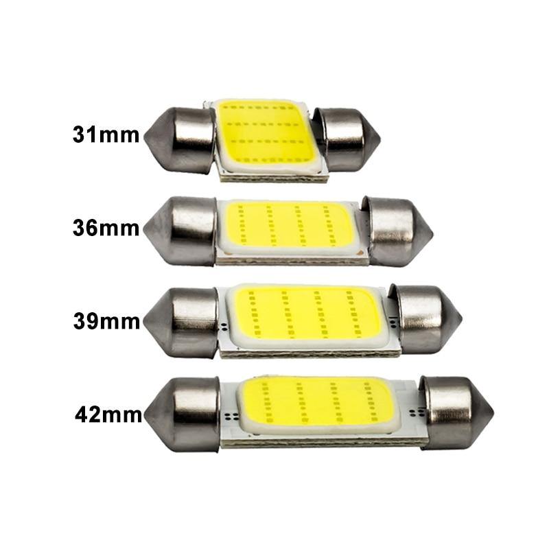 C10W C5W LED COB Festoon 31mm 36mm 39mm 41/42mm 12V White Bulbs - KinglyDay