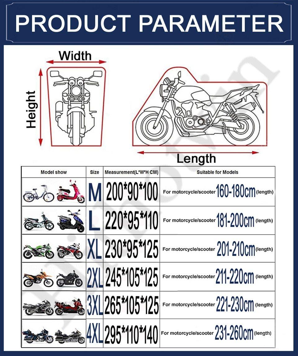 Universal Motorcycle Cover UV Protector Waterproof Dustproof - KinglyDay