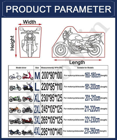 Universal Motorcycle Cover UV Protector Waterproof Dustproof - KinglyDay