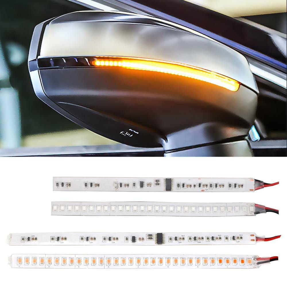 2PCS Car Rear view Mirror LED Strip Lamp Flowing Turn Signal Side Lights 12V - KinglyDay