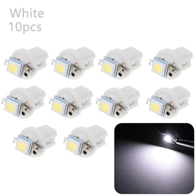 10PCS T5 B8.5D 5050 Car Dashboard Instrument Interior LED Light Bulbs Accessories - KinglyDay