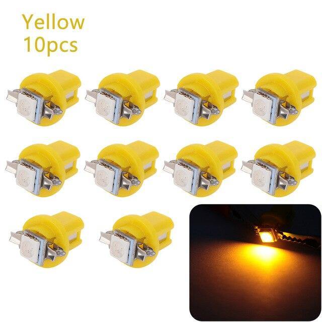 10PCS T5 B8.5D 5050 Car Dashboard Instrument Interior LED Light Bulbs Accessories - KinglyDay