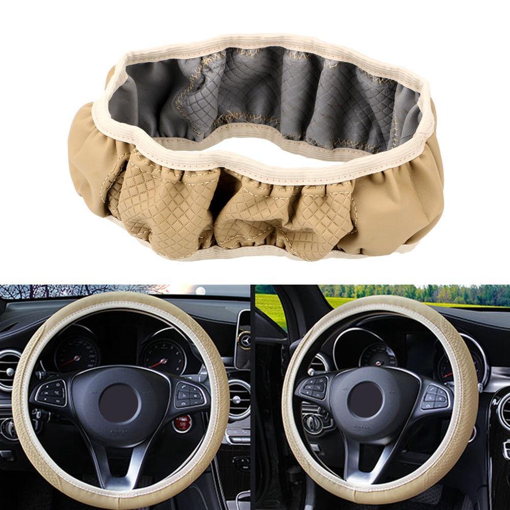 Microfiber Leather Car Steering Wheel Cover Good Grip Car Accessories For 15"/37-38CM - KinglyDay