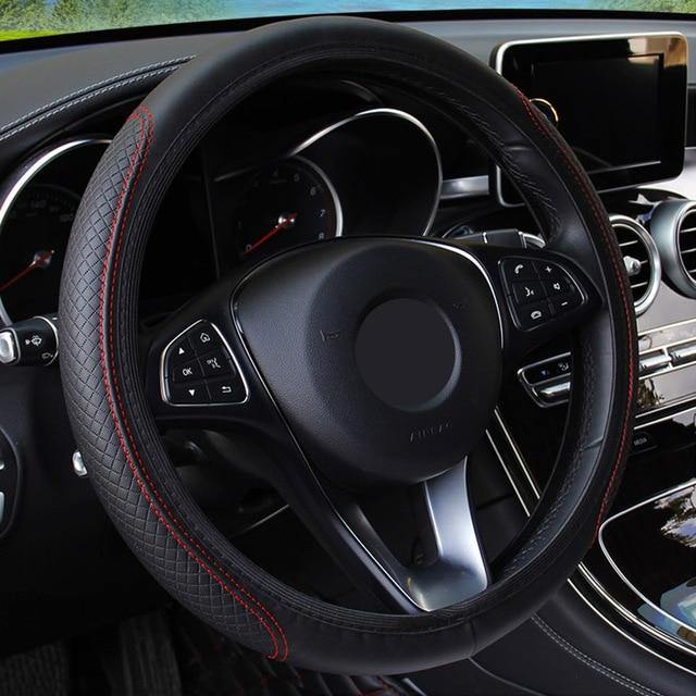 Microfiber Leather Car Steering Wheel Cover Good Grip Car Accessories For 15"/37-38CM - KinglyDay