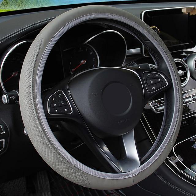 Microfiber Leather Car Steering Wheel Cover Good Grip Car Accessories For 15"/37-38CM - KinglyDay