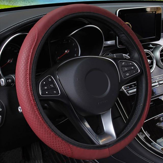 Microfiber Leather Car Steering Wheel Cover Good Grip Car Accessories For 15"/37-38CM - KinglyDay