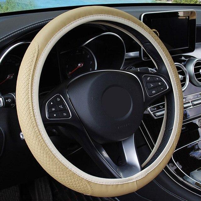 Microfiber Leather Car Steering Wheel Cover Good Grip Car Accessories For 15"/37-38CM - KinglyDay