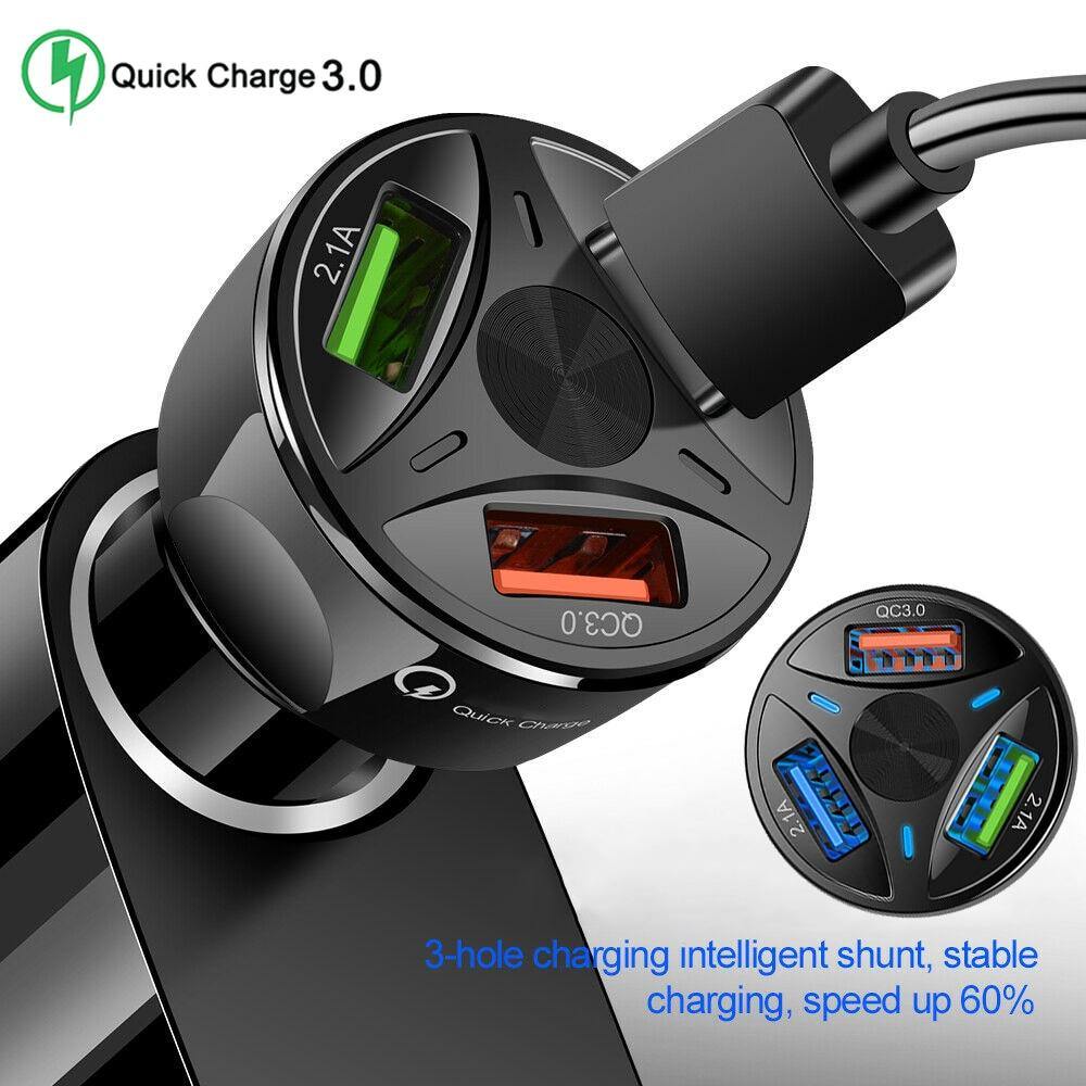 USB Car Charger QC 3.0 USB Fast Charging For Mobile Phone - KinglyDay