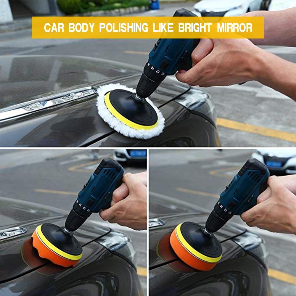 7PCS 3" Polishing Sponge Pad 1/4" Drill Adapter Kit for Car Auto Polisher Buffer - KinglyDay