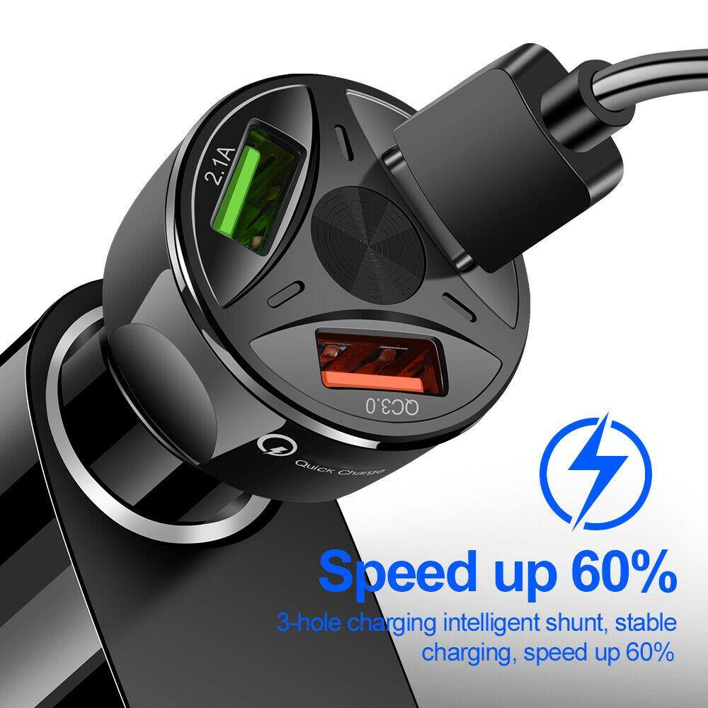 USB Car Charger QC 3.0 USB Fast Charging For Mobile Phone - KinglyDay