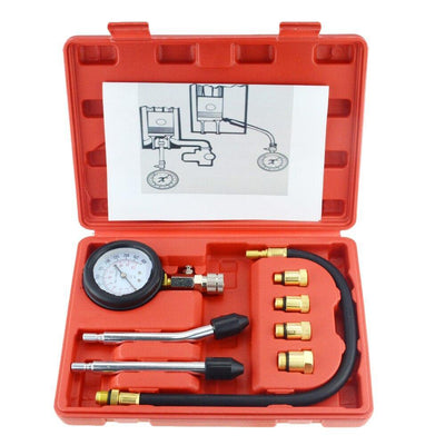 8PCS Petrol Engine Cylinder Compression Tester Kit Gauge Tool Automotive - KinglyDay