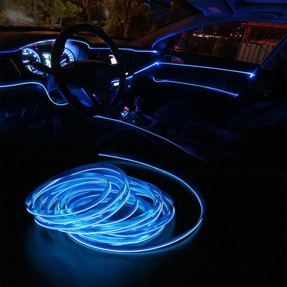 16.5FT LED Car Interior Decor Atmosphere Wire Strip Blue Light Lamp Accessories - KinglyDay