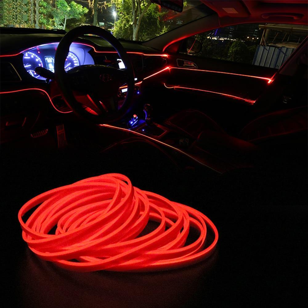 16.5FT LED Car Interior Decor Atmosphere Wire Strip Blue Light Lamp Accessories - KinglyDay