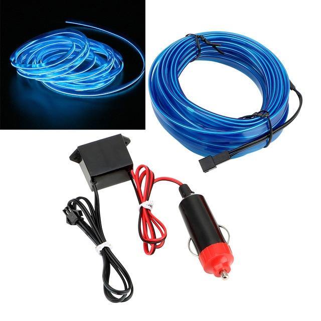 16.5FT LED Car Interior Decor Atmosphere Wire Strip Blue Light Lamp Accessories - KinglyDay