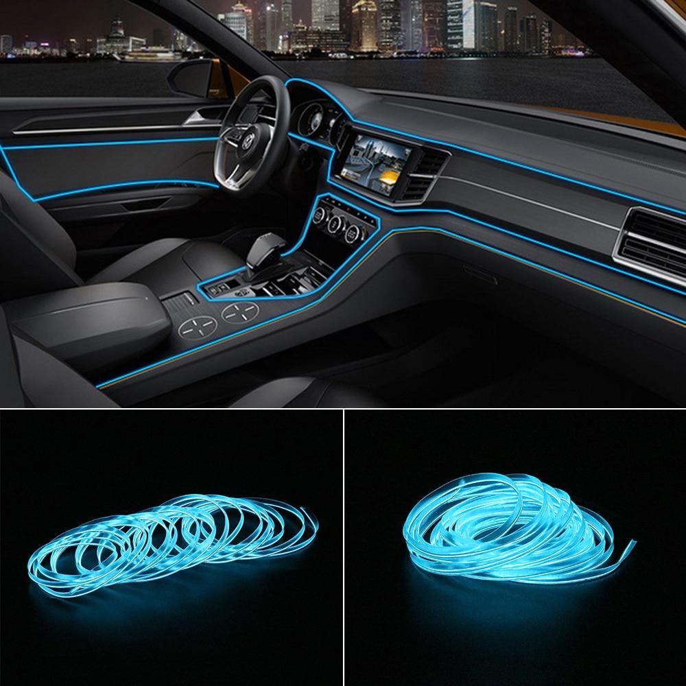 16.5FT LED Car Interior Decor Atmosphere Wire Strip Blue Light Lamp Accessories - KinglyDay