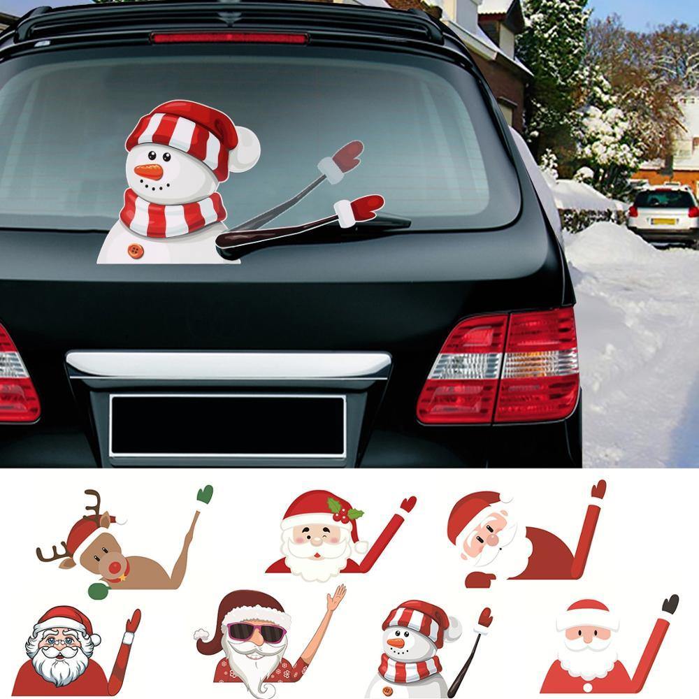 Christmas Rear Windshield Santa Claus Window Decals Car Wiper Sticker - KinglyDay