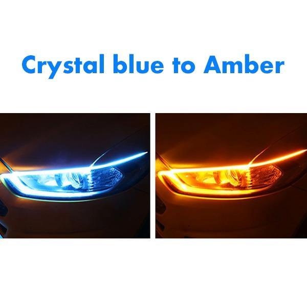 2PCS Ultrafine DRL Running Light Flexible Soft Tube Guide Car LED Strip Turn Signal - KinglyDay