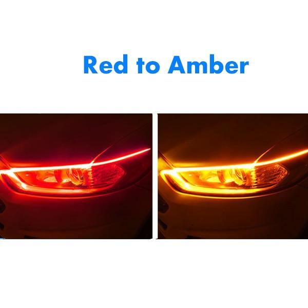 2PCS Ultrafine DRL Running Light Flexible Soft Tube Guide Car LED Strip Turn Signal - KinglyDay