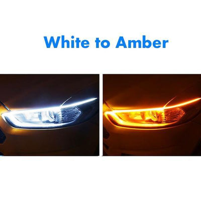 2PCS Ultrafine DRL Running Light Flexible Soft Tube Guide Car LED Strip Turn Signal - KinglyDay