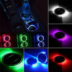 2PCS LED Solar Cup Pad Car Accessories Light Cover Interior Decoration Lights - KinglyDay