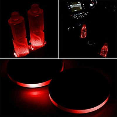 2PCS LED Solar Cup Pad Car Accessories Light Cover Interior Decoration Lights - KinglyDay