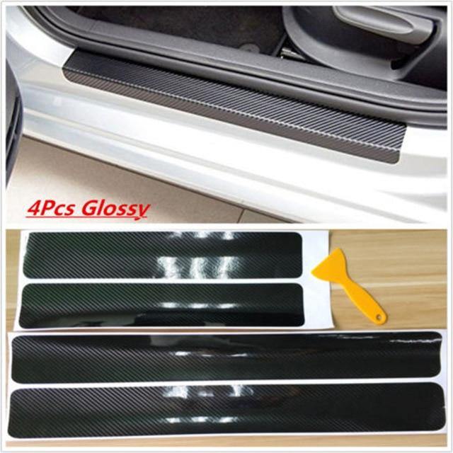 4/5PCS Carbon Fiber Car Door Plate Sill Scuff Cover Anti Scratch Sticker - KinglyDay