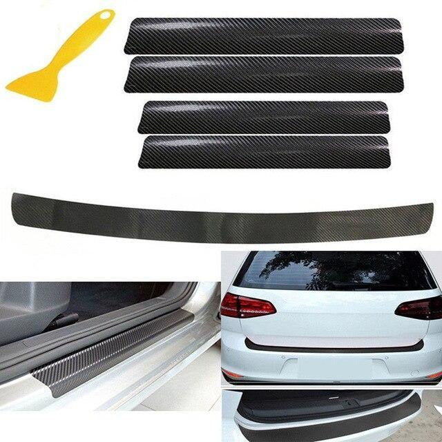 4/5PCS Carbon Fiber Car Door Plate Sill Scuff Cover Anti Scratch Sticker - KinglyDay