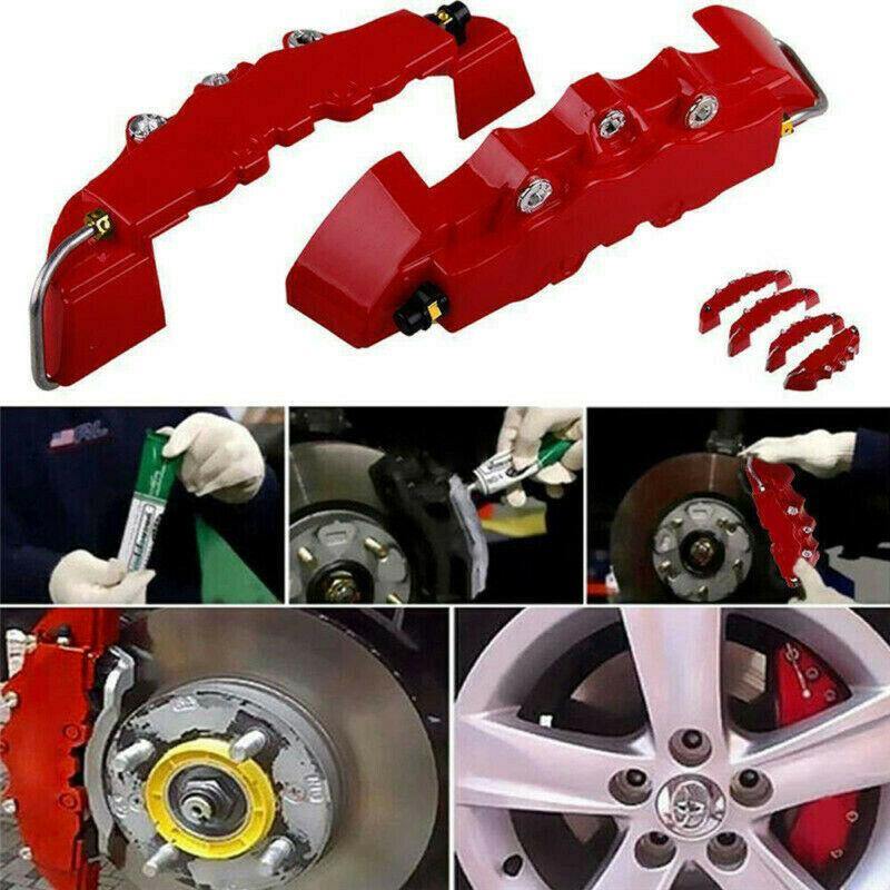 4PCS Red 3D Auto Car Disc Brake Caliper Covers Front & Rear Wheels Accessories Kit - KinglyDay