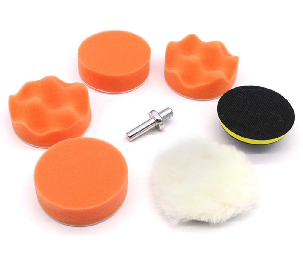 7PCS 3" Polishing Sponge Pad 1/4" Drill Adapter Kit for Car Auto Polisher Buffer - KinglyDay