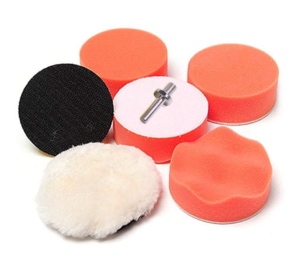 7PCS 3" Polishing Sponge Pad 1/4" Drill Adapter Kit for Car Auto Polisher Buffer - KinglyDay