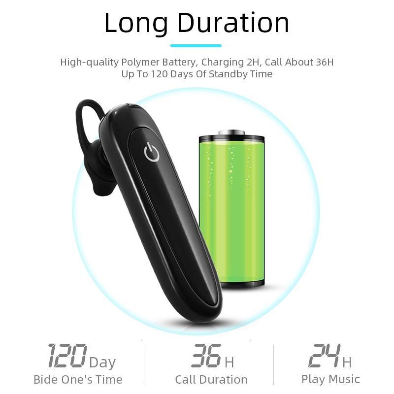 Wireless Earphone 24 Hours Play Business Bluetooth Headset Car Hands Free With Mic - KinglyDay