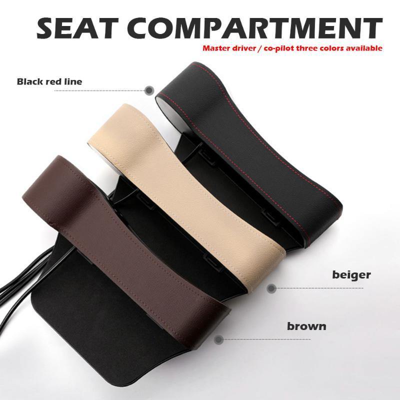 PU Leather Car Seat Gap Storage Box Crevice Organizer Pocket Dual USB Cup Holder - KinglyDay