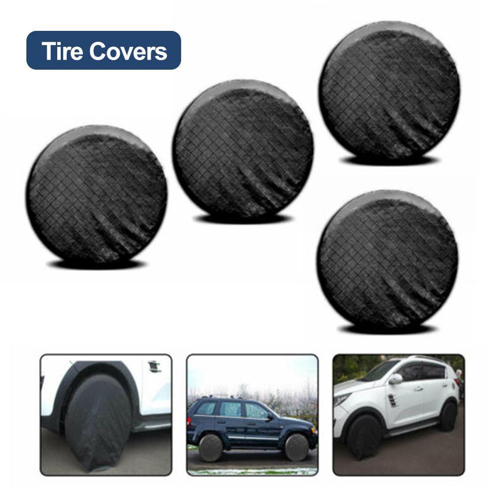 4PCS 26"-27" Waterproof Wheel Tire Covers Sun Protector for Truck Car RV Trailer SUV Black - KinglyDay