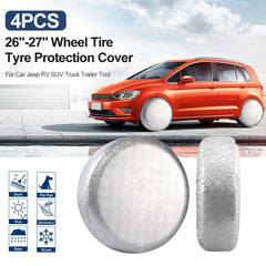 4PCS 26"-27" Waterproof Wheel Tire Covers Sun Protector for Truck Car RV Trailer SUV White - KinglyDay