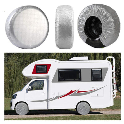 4PCS 26"-27" Waterproof Wheel Tire Covers Sun Protector for Truck Car RV Trailer SUV White - KinglyDay