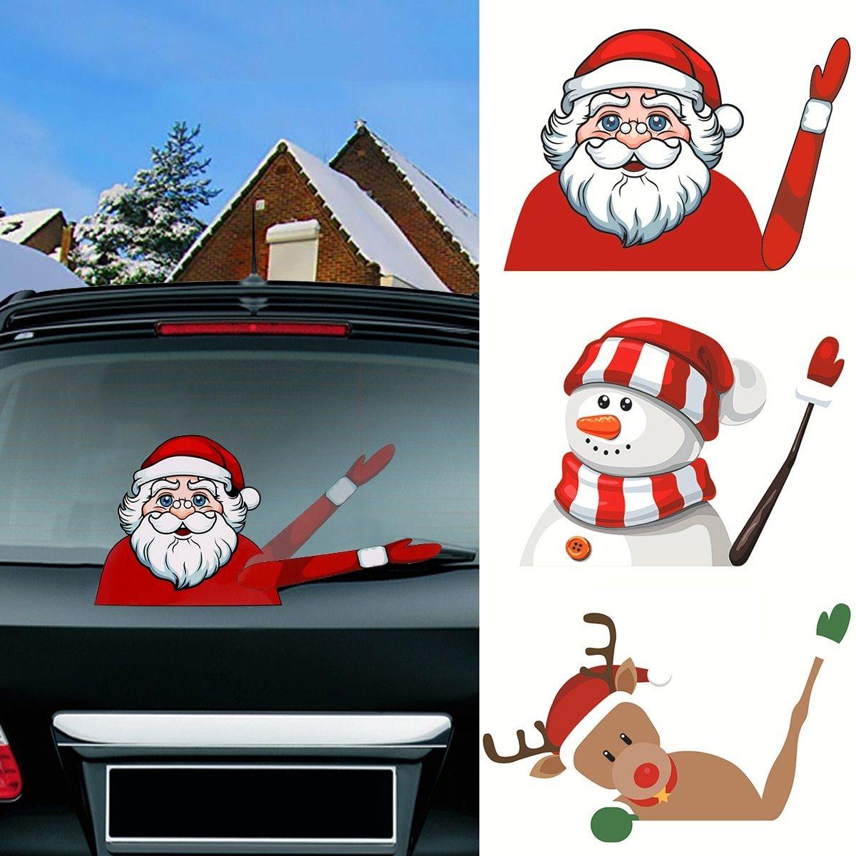 Christmas Rear Windshield Santa Claus Window Decals Car Wiper Sticker - KinglyDay