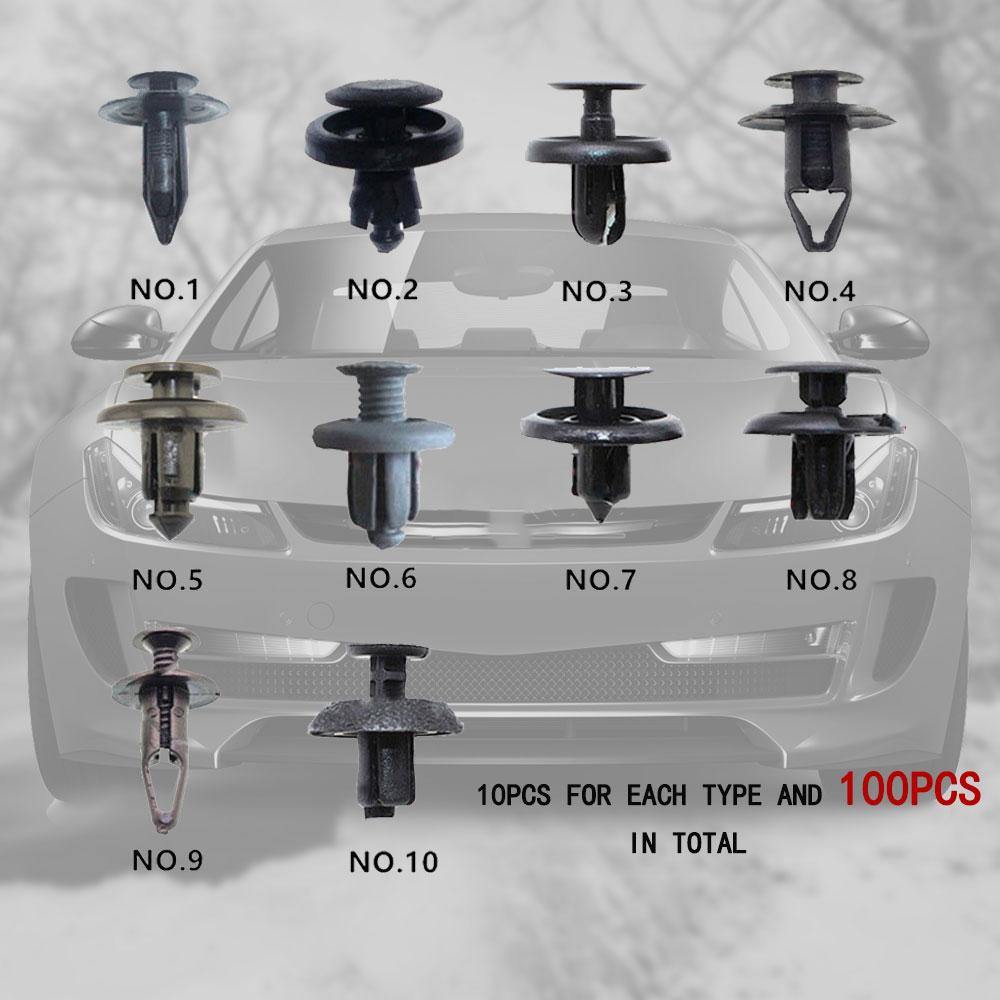 Trunk Screw Rivets Set Car Bumper Fender 100PCS - KinglyDay