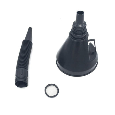 2 in 1 Car Black Plastic Flexible Can Spout Filter Gas Oil Water Fuel Funnel - KinglyDay